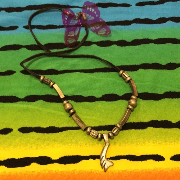 Black Rope Silver Charm Necklace - Picture 10 of 16